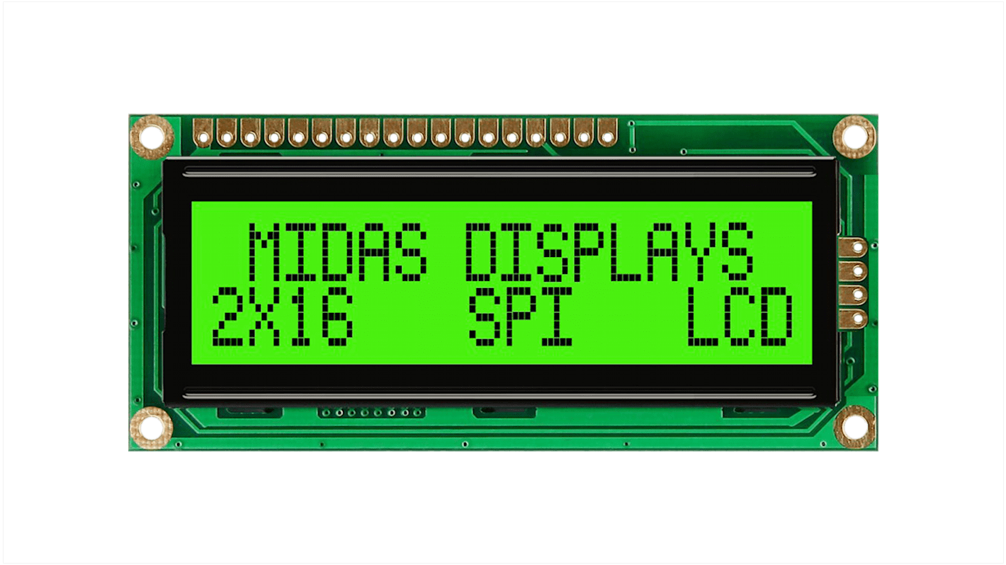 Display monocromatico LCD Midas, LCD, 2x16 caratteri