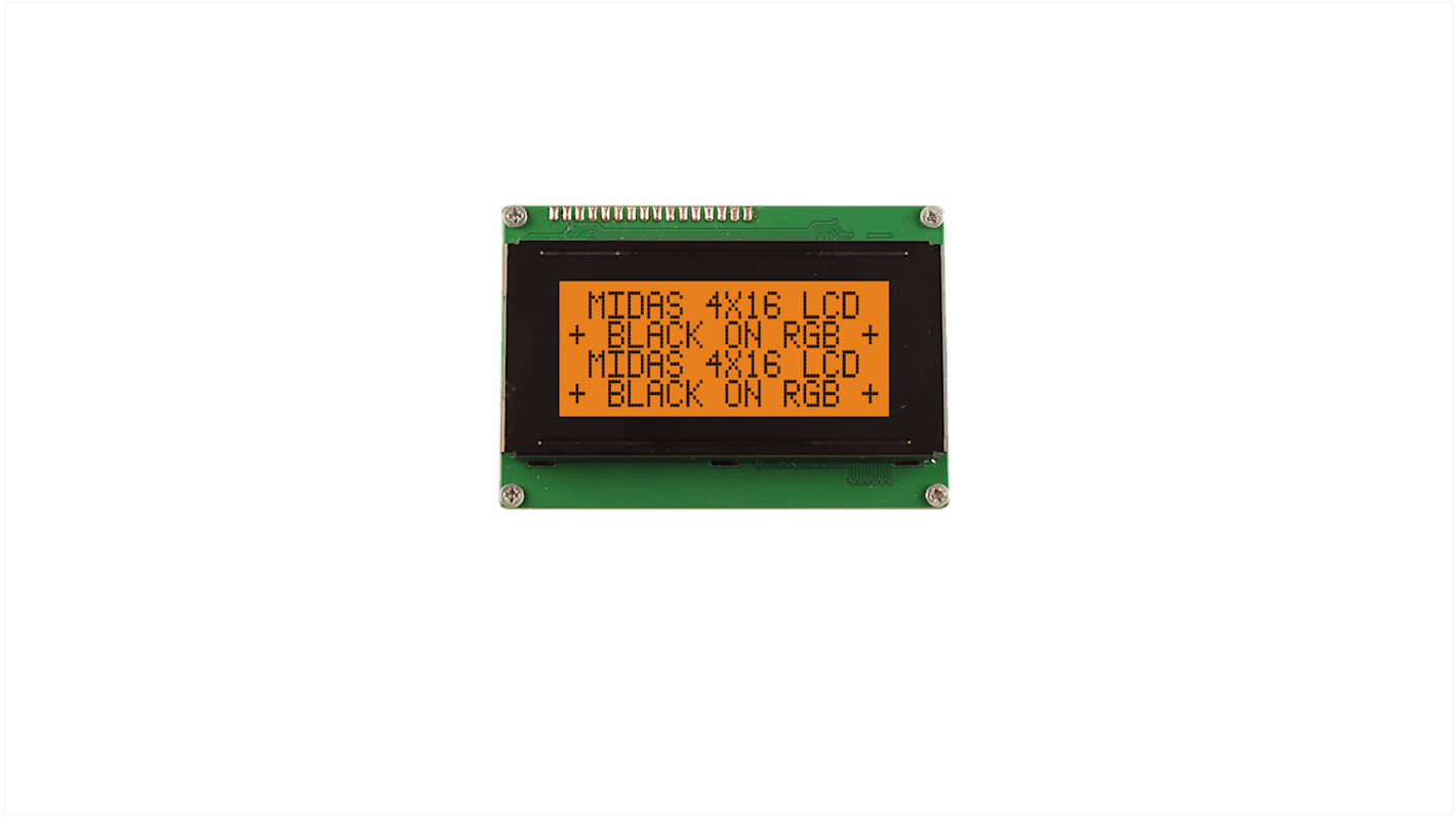 Midas MD41605A6W-FPTLRGB LCD LCD Display, 4 Rows by 16 Characters