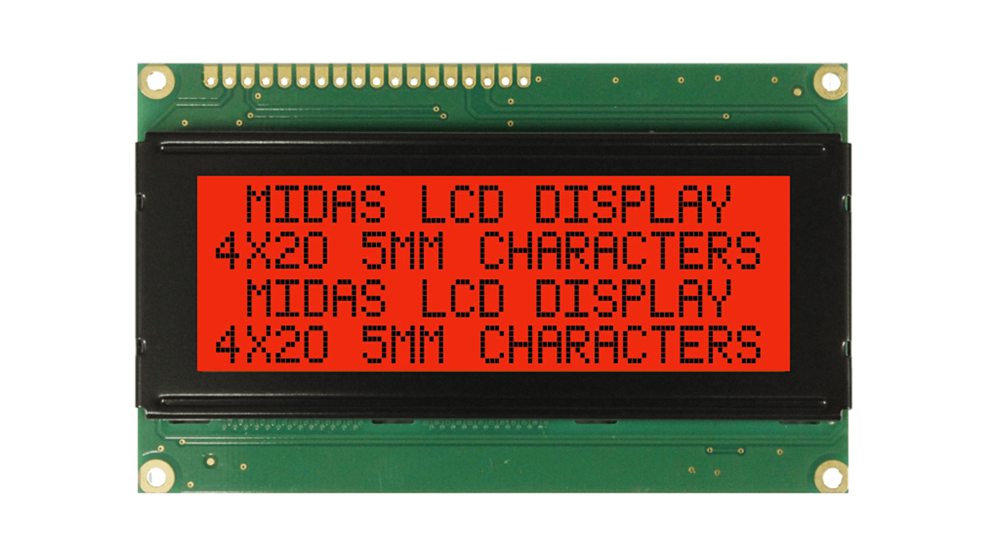 Midas MD42005C6W-FPTLRGB LCD LCD Display, 4 Rows by 20 Characters