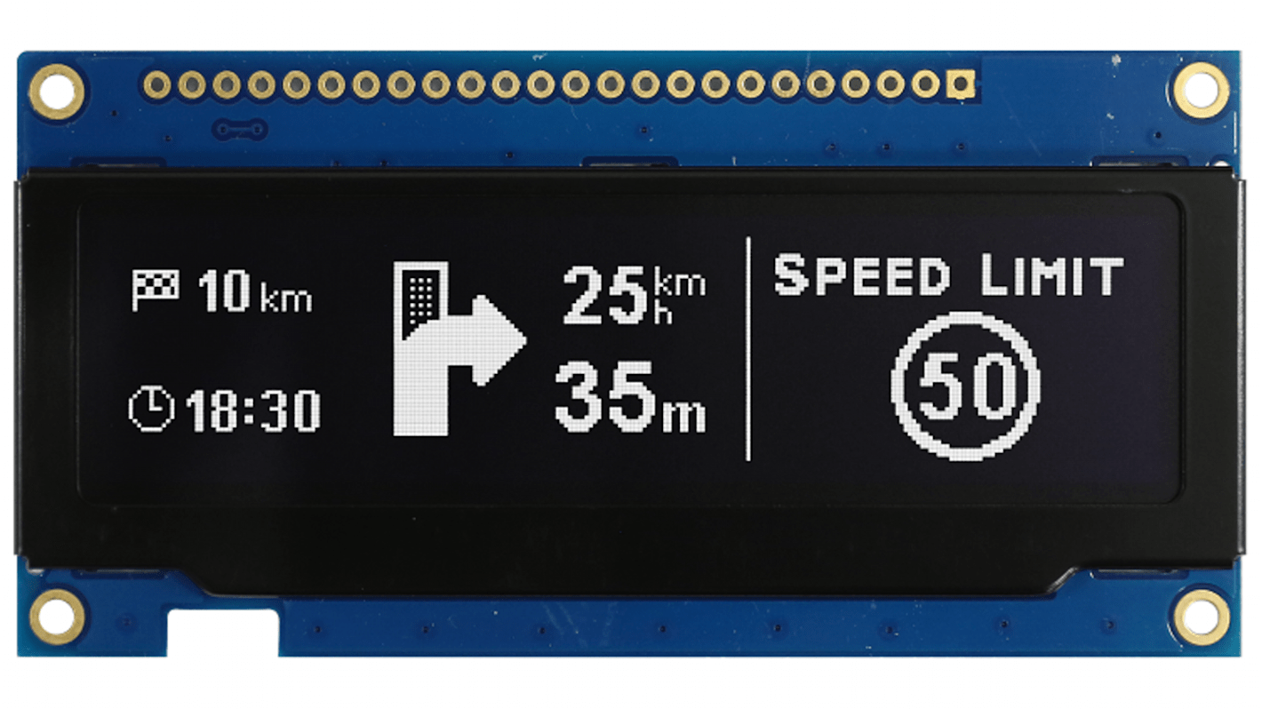 Display OLED Midas, matrice Passivo, Bianco, 256 x 64pixels, COB, Parallel, SPI Interface