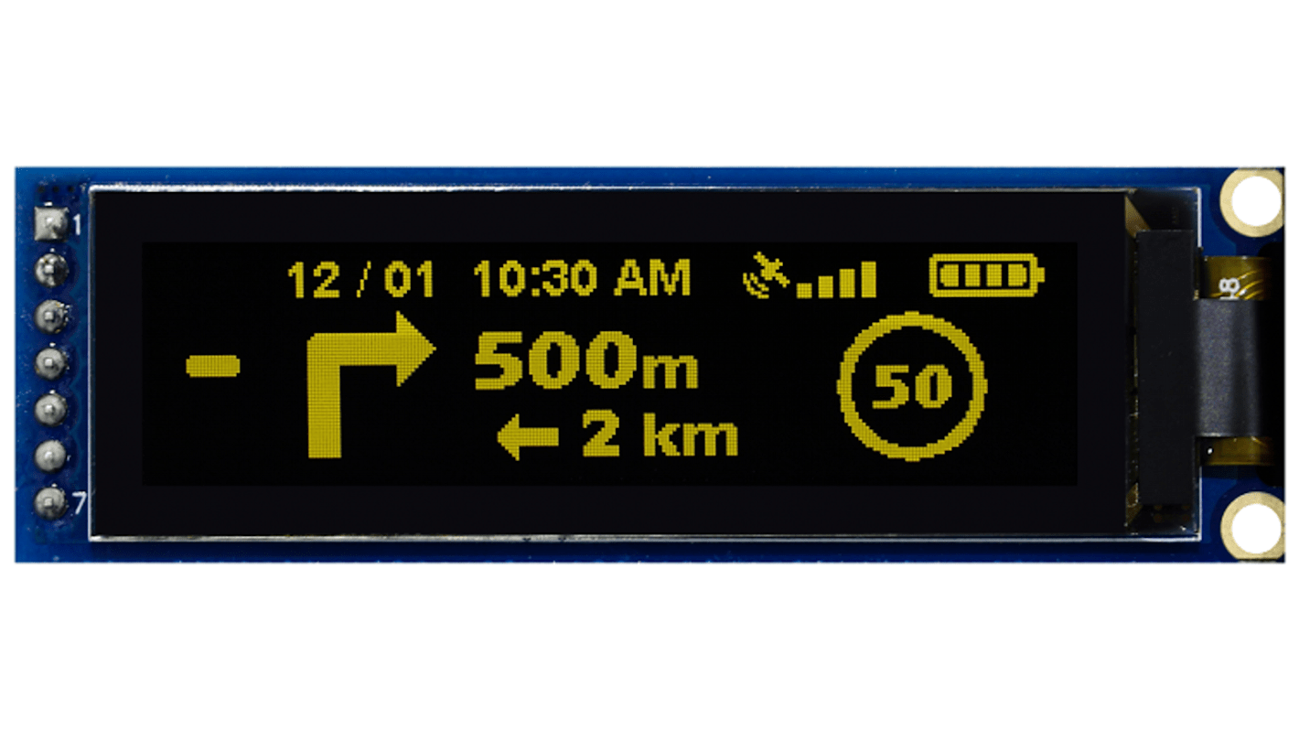 Midas 2.08in Yellow Passive matrix OLED Display 256 x 64pixels COB SPI Interface