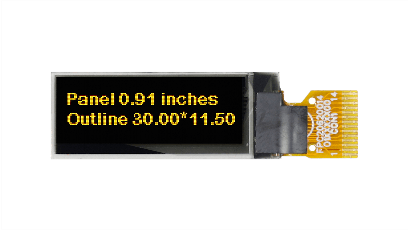 Midas 0.91in Yellow Passive matrix OLED Display 128 x 32pixels COG I2C Interface