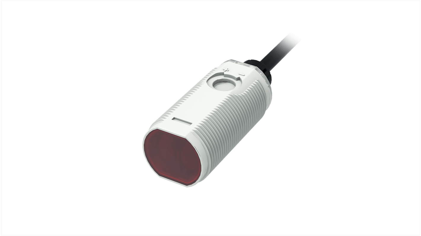 RS PRO zylindrisch Optischer Sensor, Hintergrundunterdrückung, Bereich 10 cm, NPN Schließer/Öffner Ausgang,