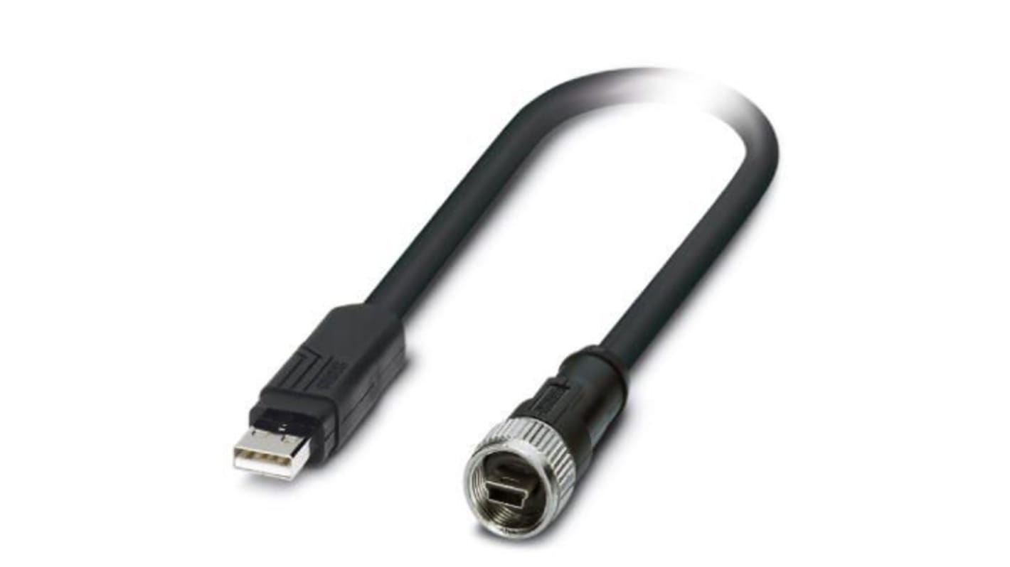 Cable USB Phoenix Contact, con A. USB A Macho, con B. Mini USB B Hembra, long. 2m