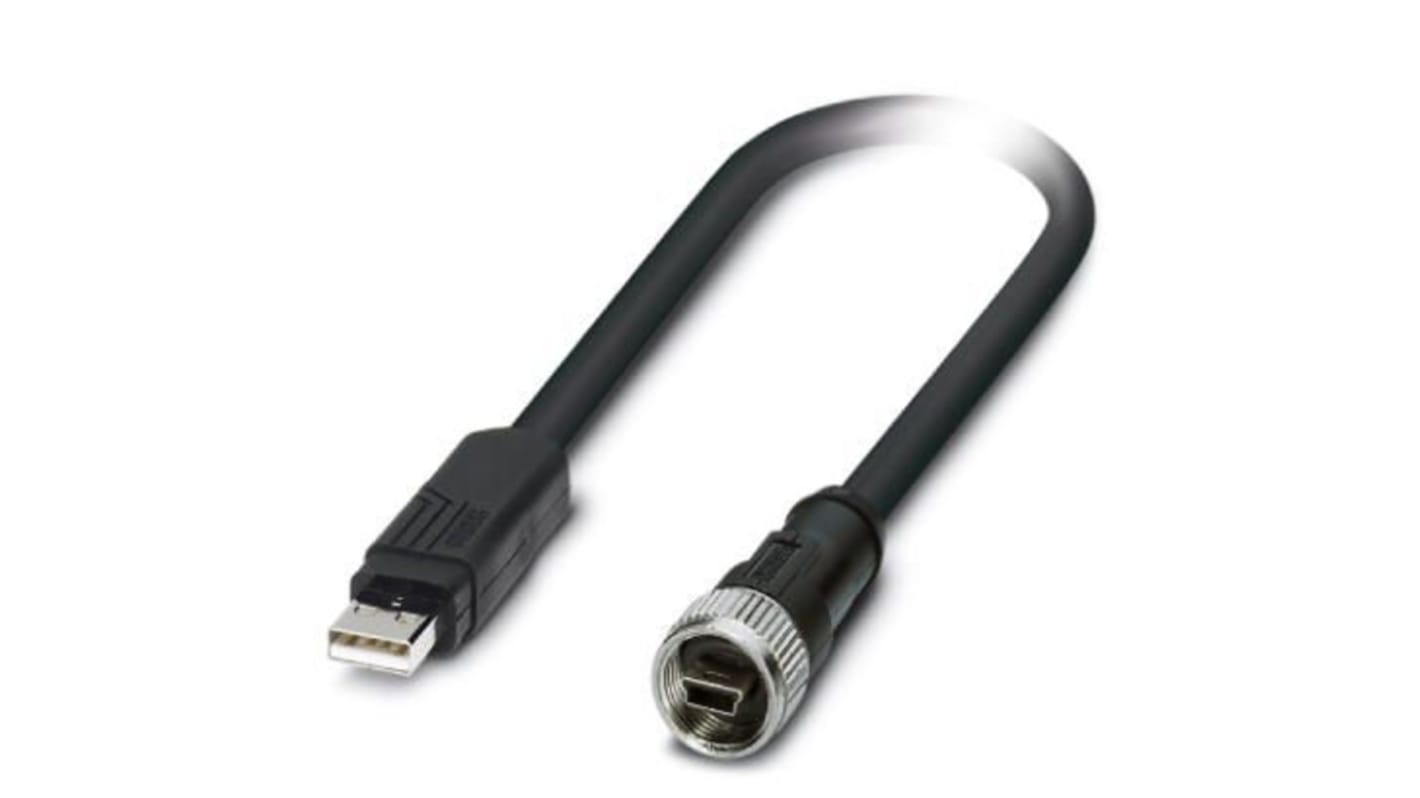 Phoenix Contact Cable, Male USB A to Female Mini USB B Cable, 2m