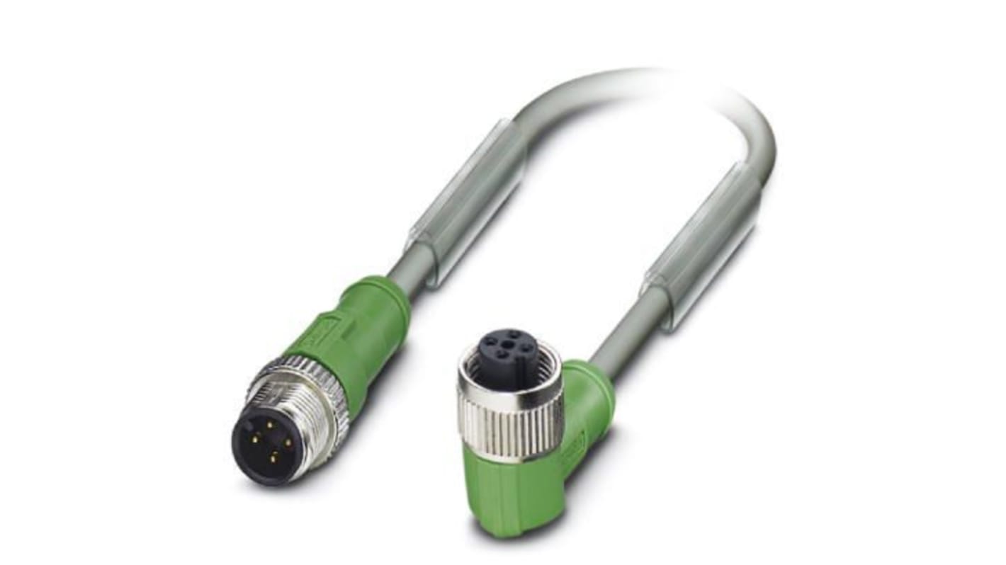 Phoenix Contact Right Angle Male M12 to Female M12 Actuator/Sensor Cable, 300mm