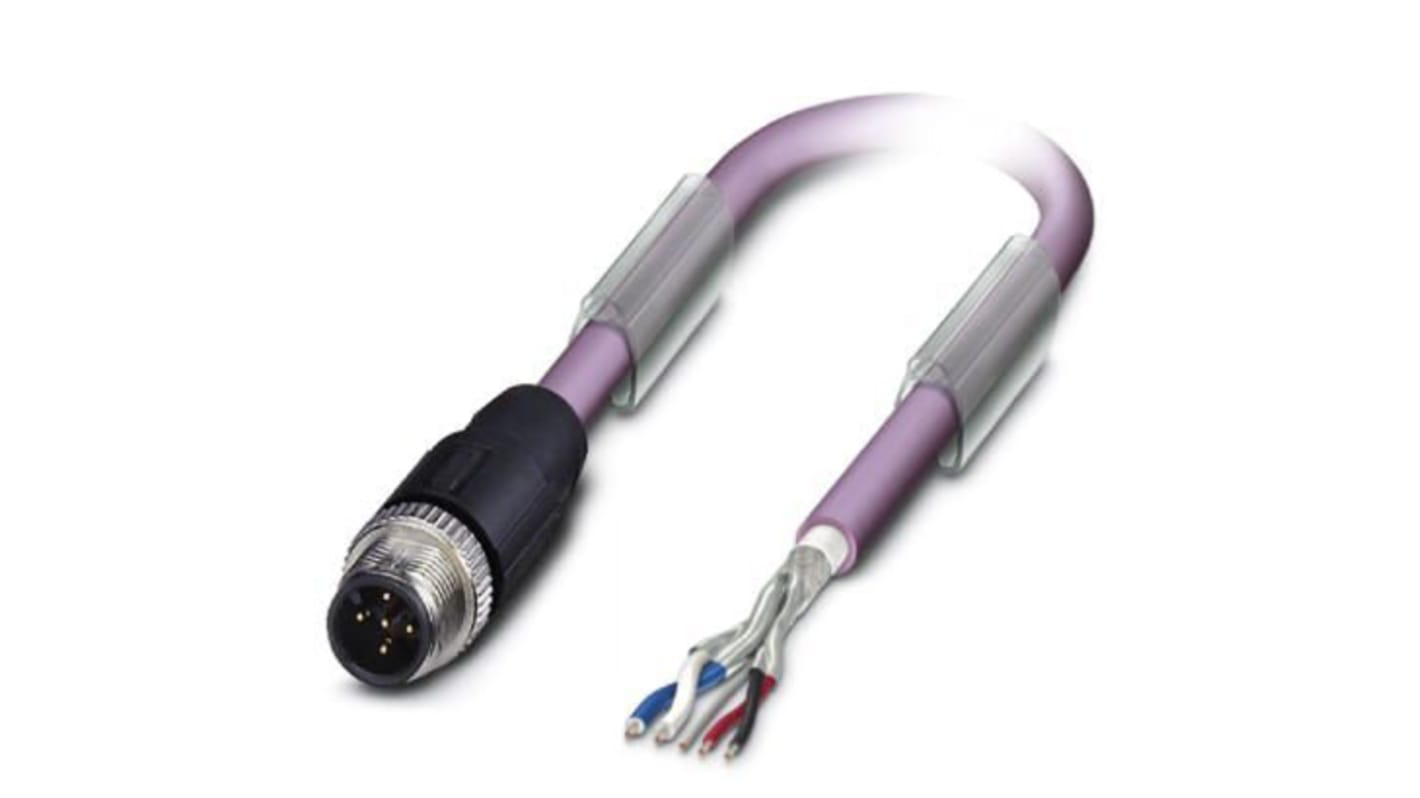 Phoenix Contact Straight Male M12 to Male M12 Bus Cable, 5m