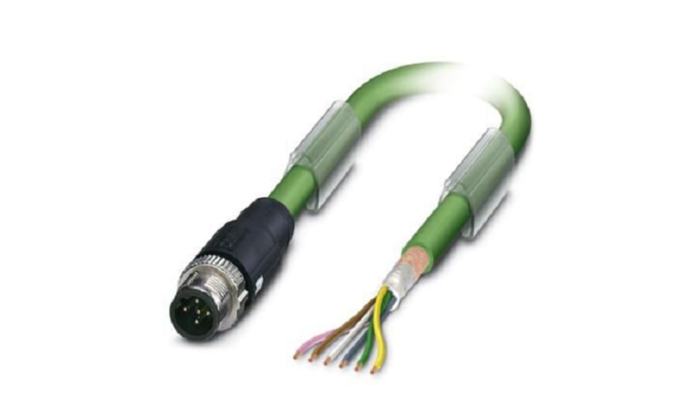 Phoenix Contact Straight Male M12 to Male M12 Bus Cable, 2m