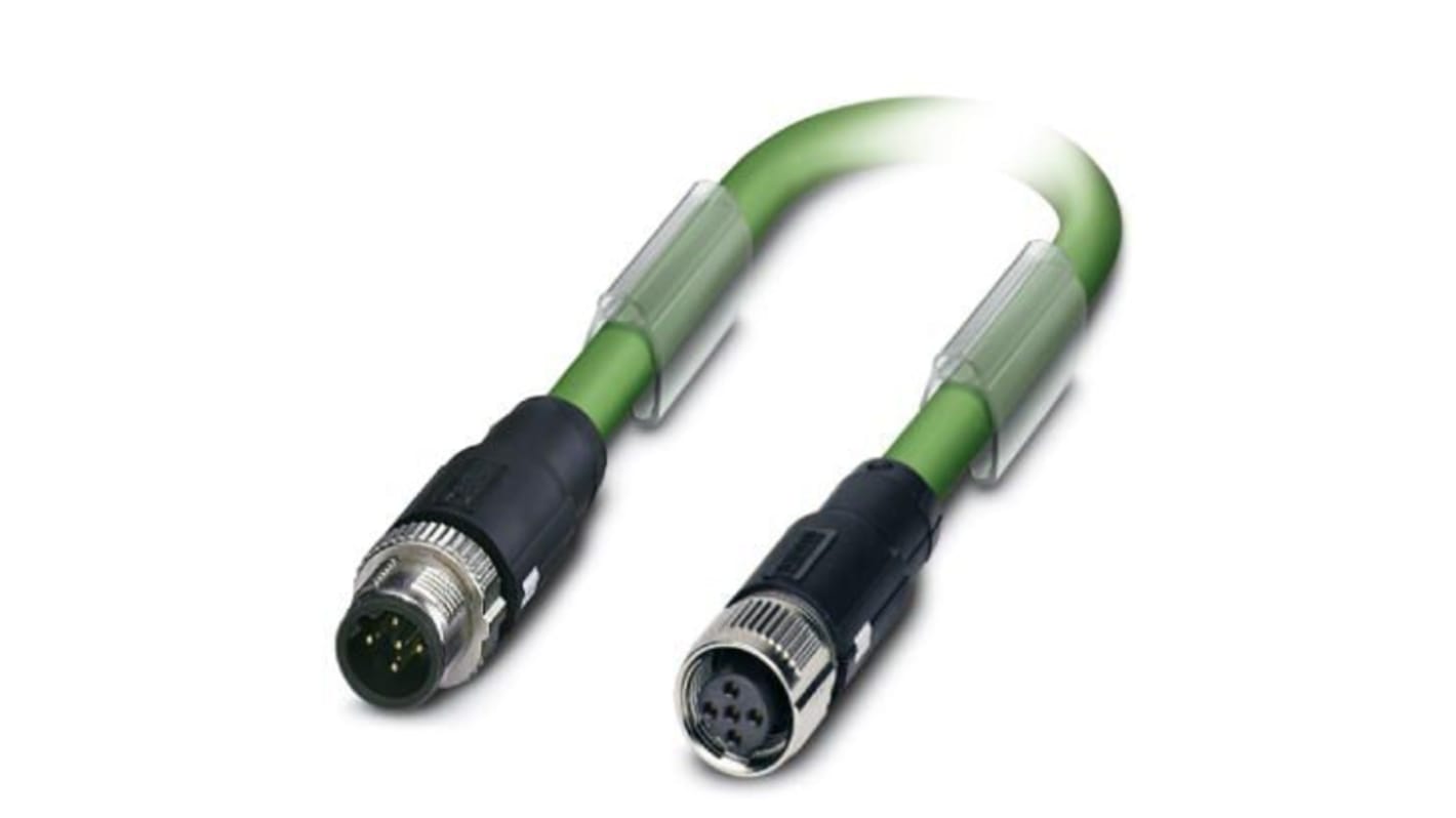 Phoenix Contact Straight Male M12 to Female M12 Bus Cable, 5m