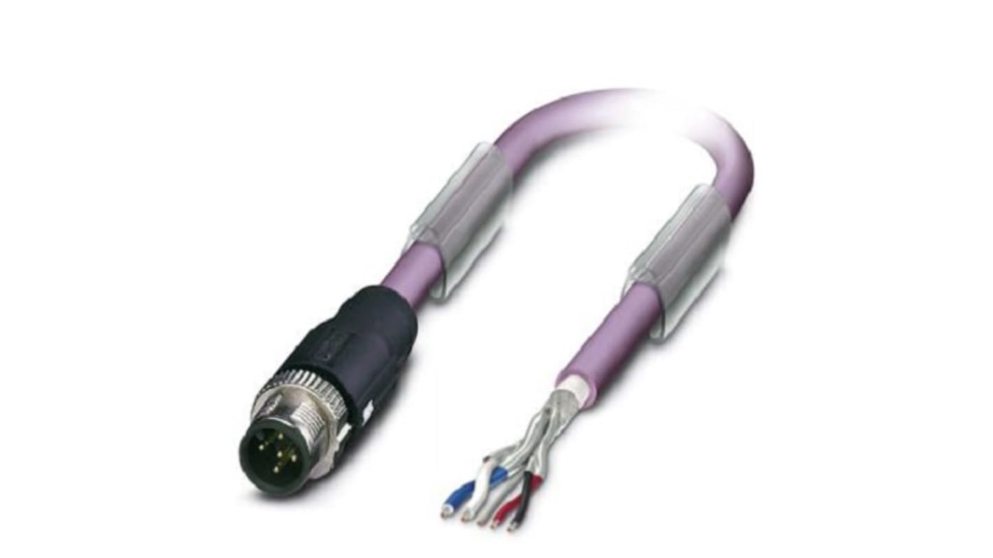 Phoenix Contact Straight Male M12 to Male M12 Bus Cable, 2m