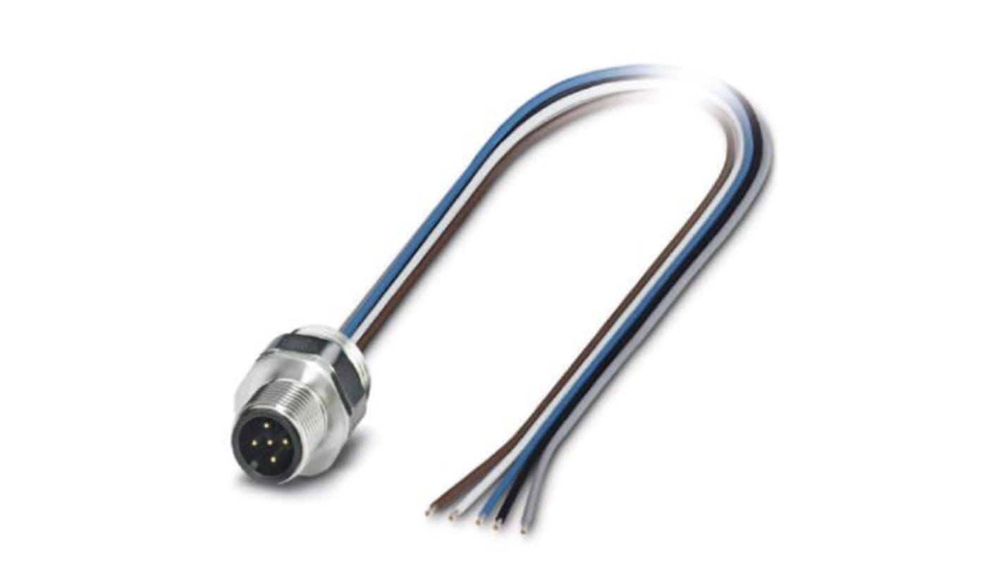 Phoenix Contact Straight Male M12 to Male Unterminated Sensor Actuator Cable, 500mm