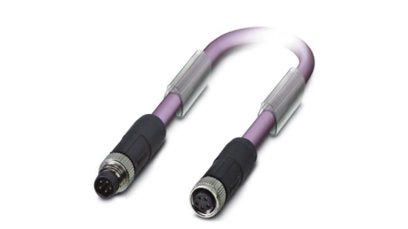 Phoenix Contact Straight Male M8 to Female M8 Bus Cable, 1m