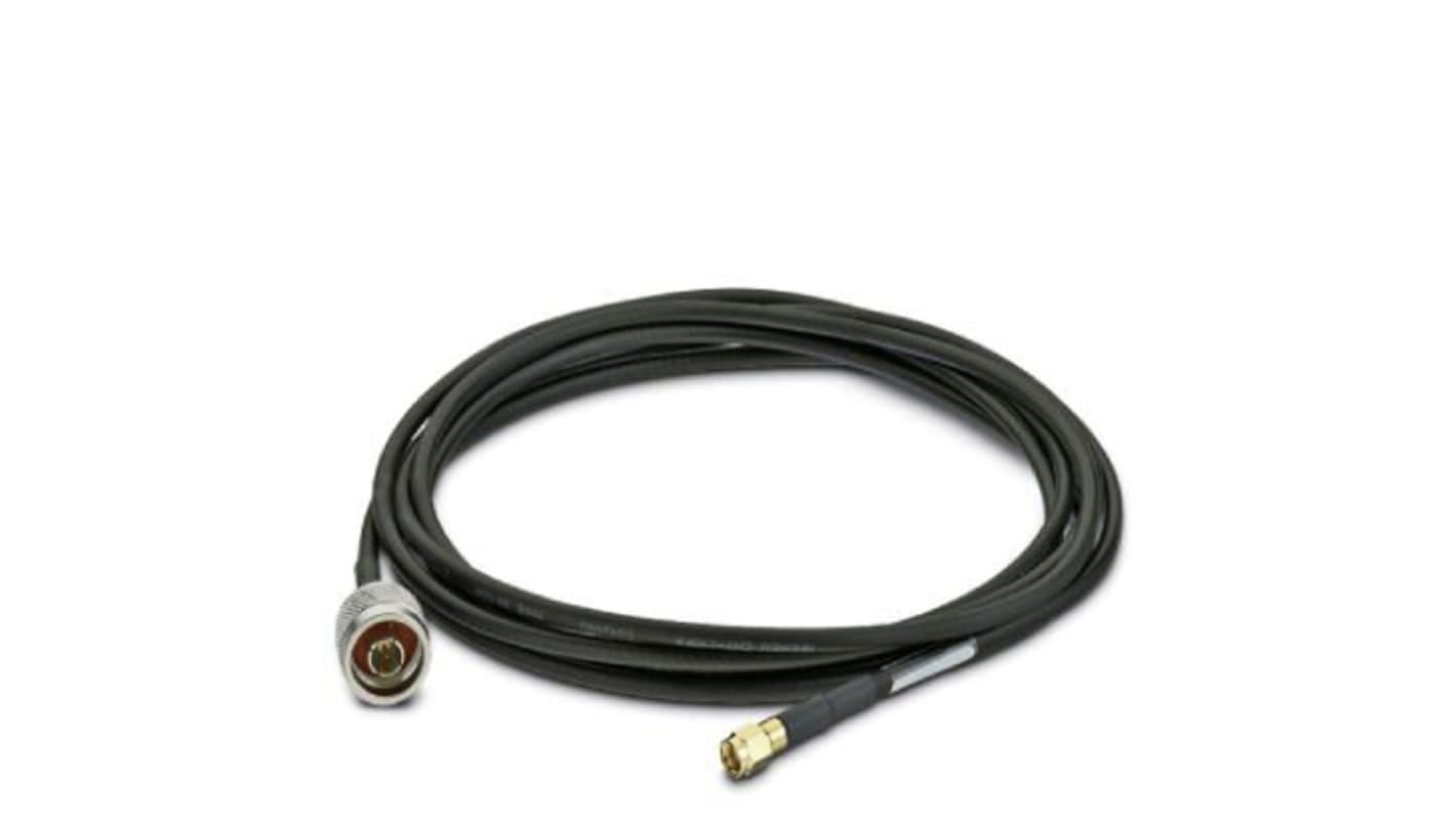 Cable coaxial Phoenix Contact, 50 Ω, con. A: RP-SMA, Macho, con. B: Tipo N Negro