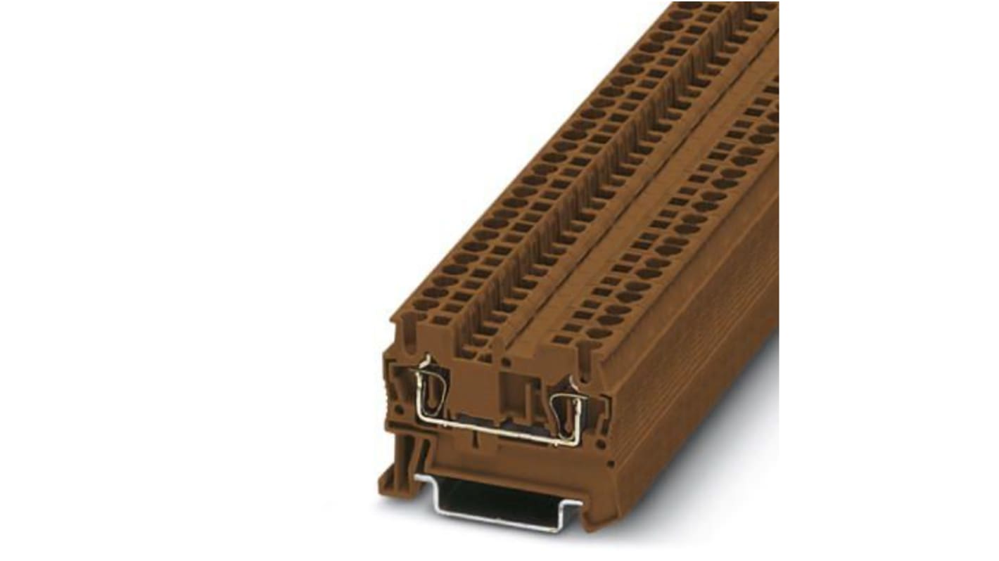Phoenix Contact ST Series Brown Feed Through Terminal Block, 1-Level, Spring Cage Termination
