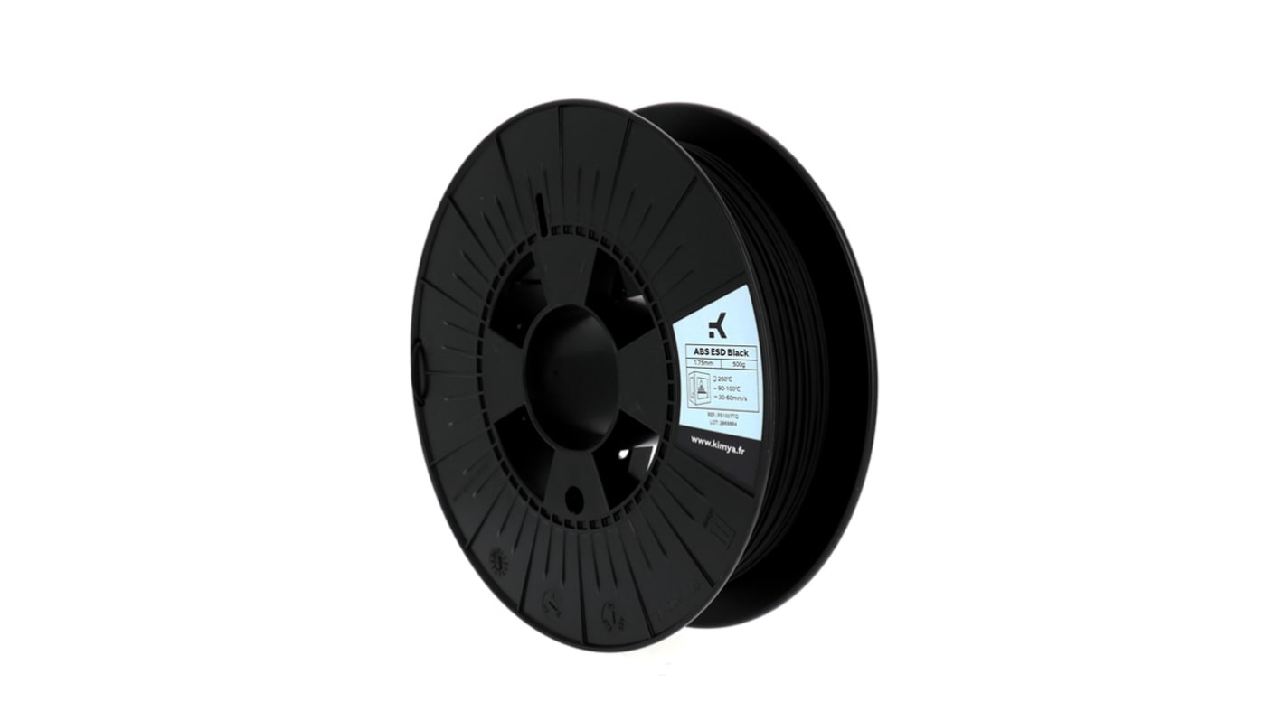 Filament pour imprimante 3D Kimya, ABS ESD, Ø 1.75mm, Noir, 500g, FDM