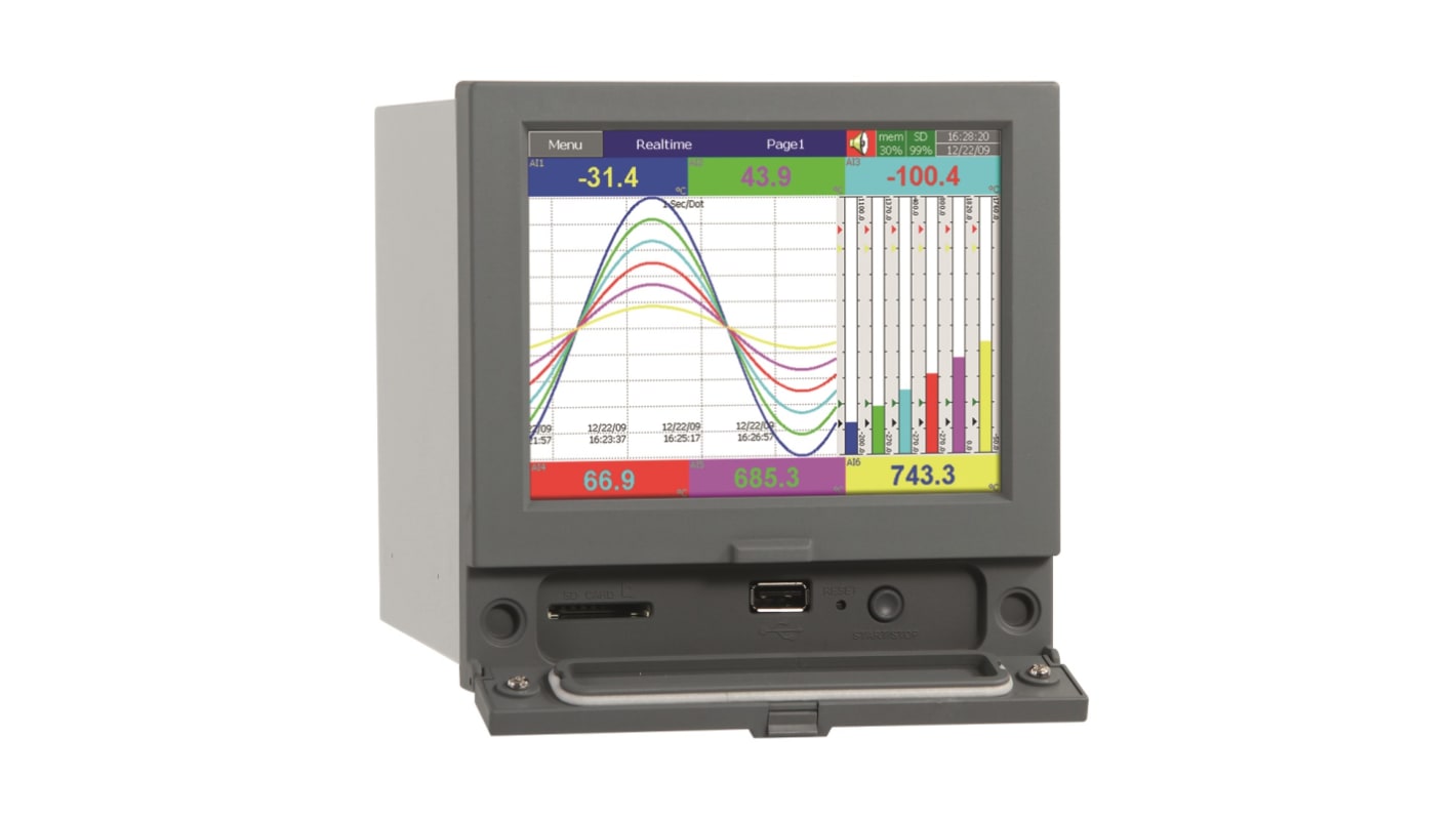 Registratore grafico Pyro Controle a 6 canali, parametri Umidità, temperatura