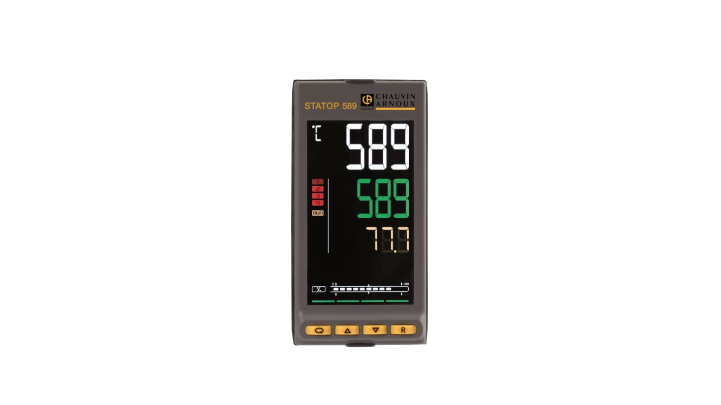 Pyro Controle STATOP 500 Panel Mount PID Temperature Controller, 45mm 1 dedicated Input, 3 Output Relay, 100 →