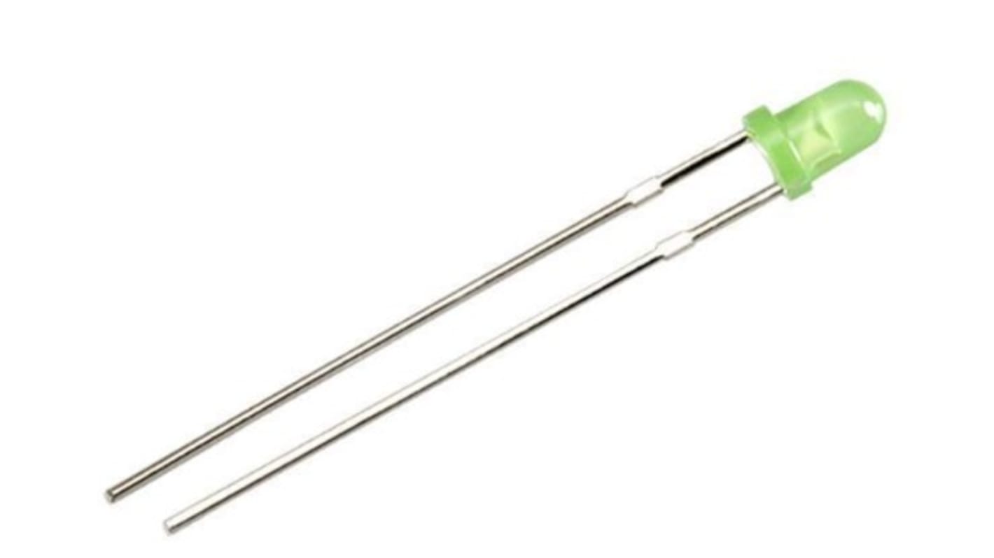 LED Jaune, vert, Traversant, 3 mm, 1,6 → 2,4 V