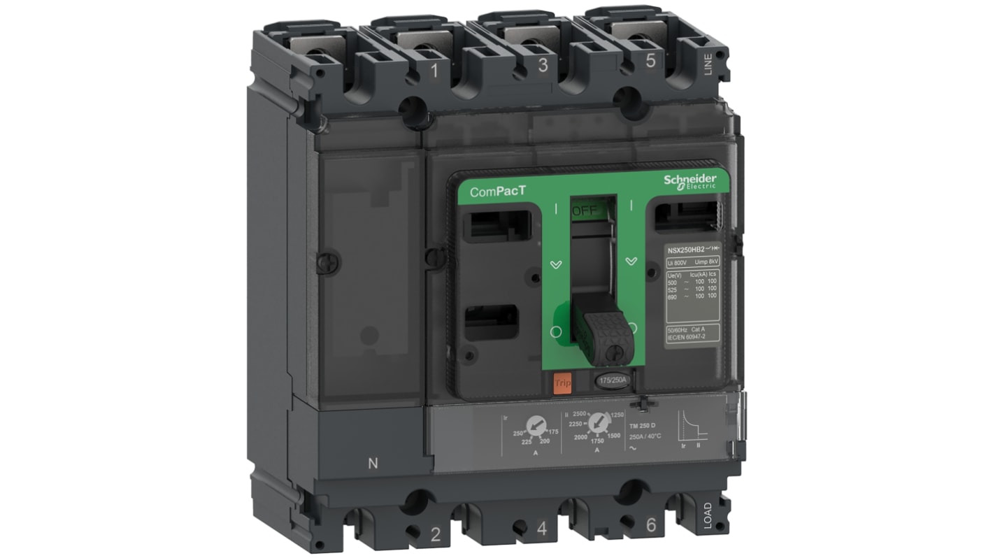 Schneider Electric, ComPacT NSX MCCB 4P 25A, Fixed Mount