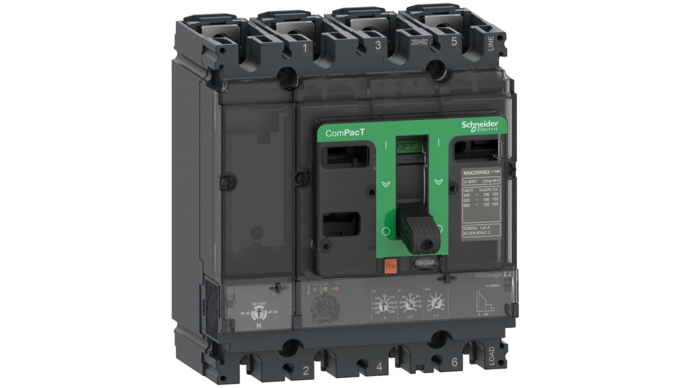 Schneider Electric, ComPacT NSX MCCB 4P 160A, Fixed Mount