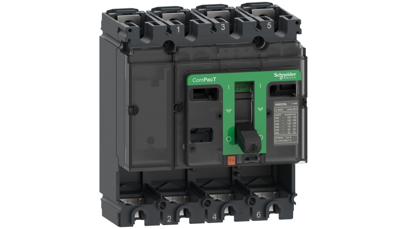 MCCB Schneider Electric, 4 Polos, 160A, Montaje fijo, ComPacT NSX, ComPacT NSX160F