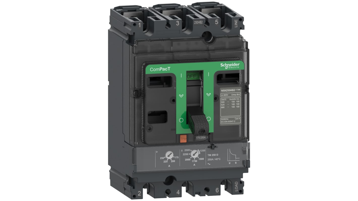 MCCB Schneider Electric, 3 Polos, 200A, Montaje fijo, ComPacT NSX, C25F