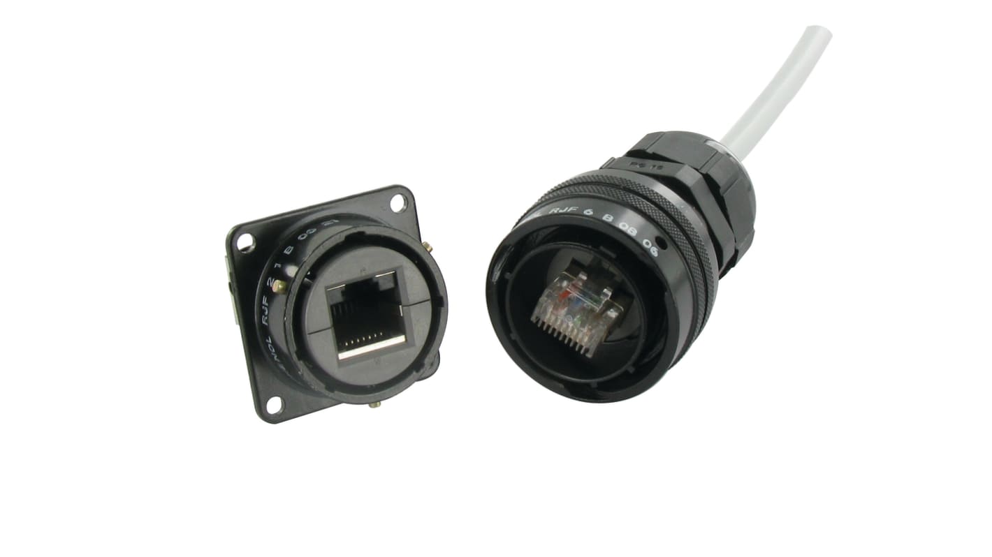 Amphenol Socapex Female Ethernet Connector, Flange Mount, Cat5e