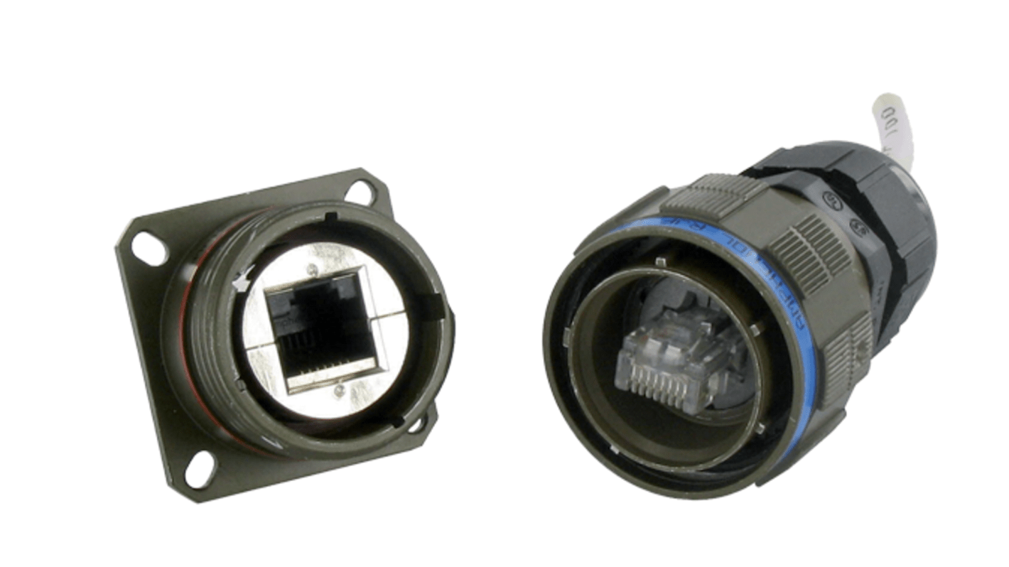 Amphenol Socapex Cat.5e Ethernet-Steckverbinder Buchse, 1-Port 8-polig Kontermutter