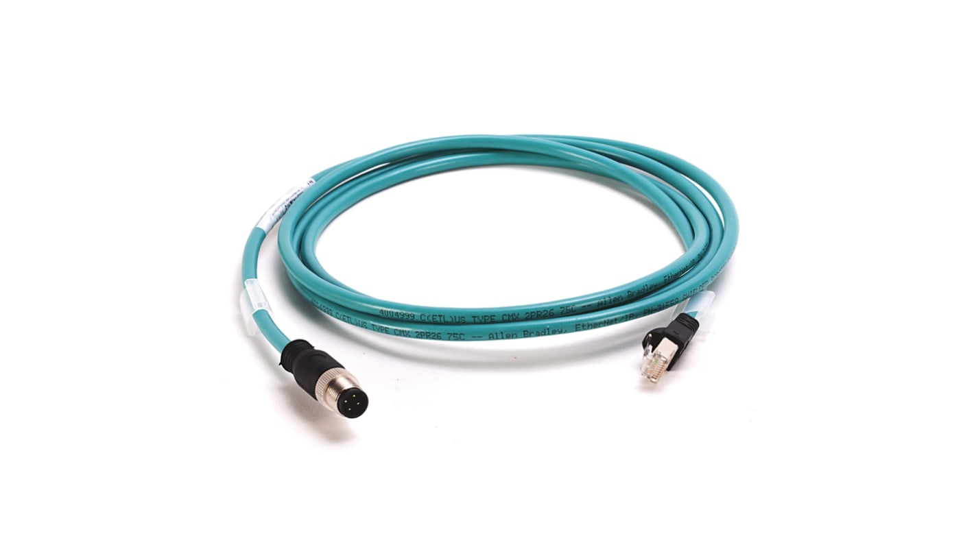 Cable Ethernet Cat5e Lámina y Trenzado Rockwell Automation de color Verde, long. 2m