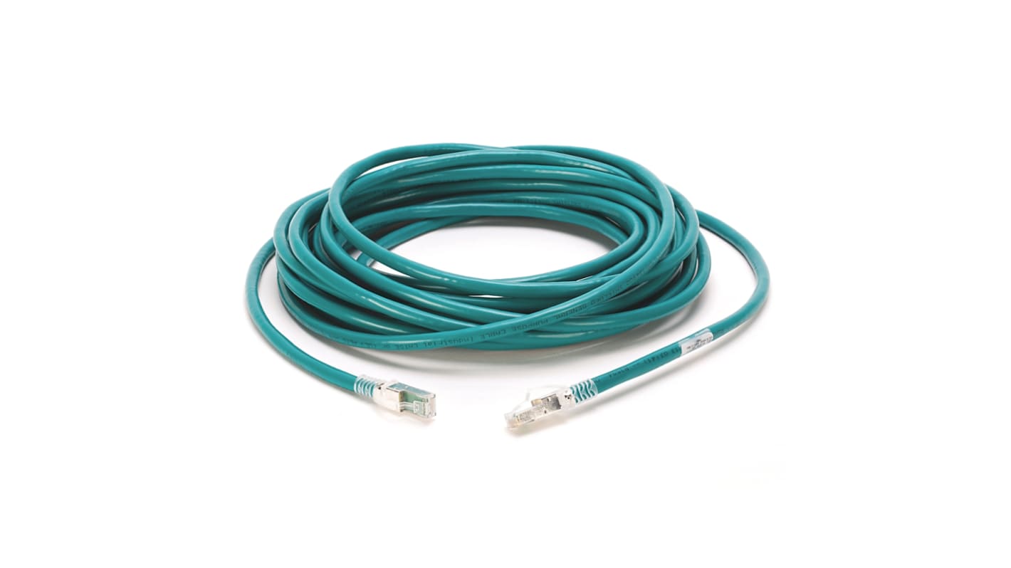 Rockwell Automation Cat5e Straight RJ45 to Straight RJ45 Ethernet Cable, Foil, Green, 3m