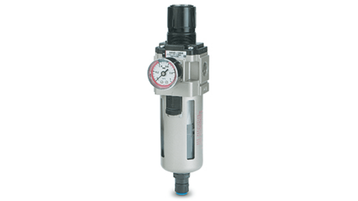 Separatore pneumatico SMC AWM20-F02-R, attacco G 1/4, flusso tipico 150 l/min, filtrazione 0.3μm