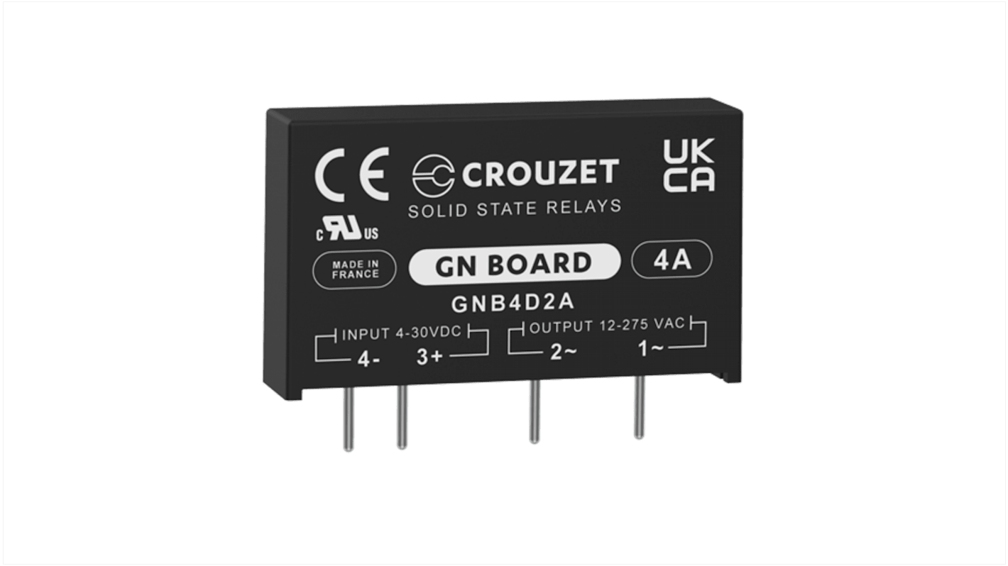 GNB4D2A Crouzet GND Board Series Solid State Relay, 4 A rms Load, PCB
