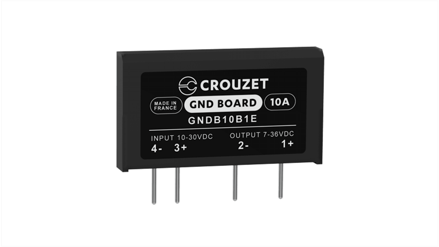 Crouzet ソリッドステートリレー 最大負荷電流:10 A rms 最大負荷電圧:36 Vrms 基板実装, GNDB10B1E