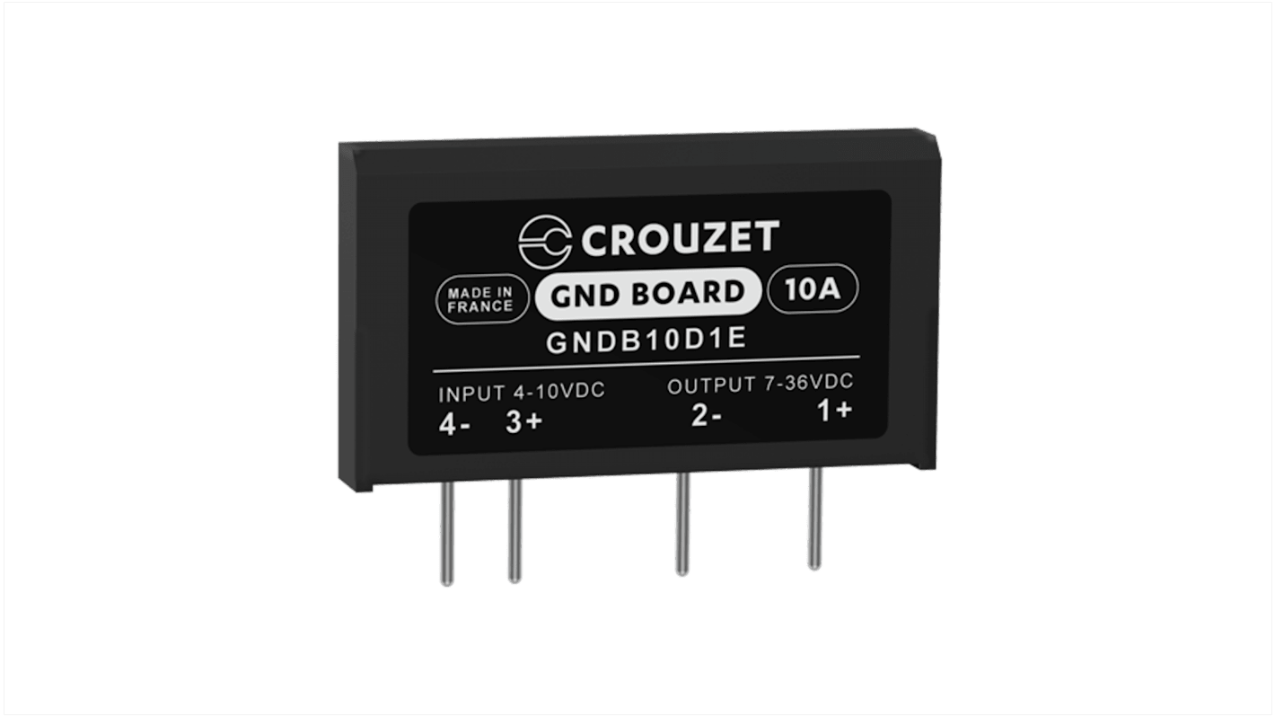 GNDB10D1E Crouzet GND Board Series Solid State Relay, 10 A rms Load