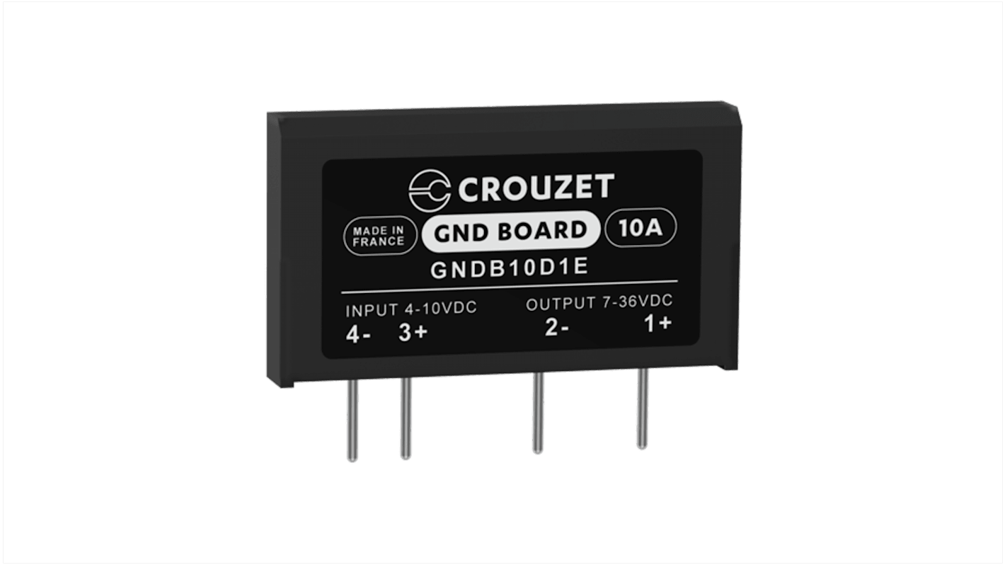 Crouzet SSR GND Board THT Halbleiterrelais DC-Schaltung, 1-poliger Schließer 36 V eff / 10 A Effektivwert