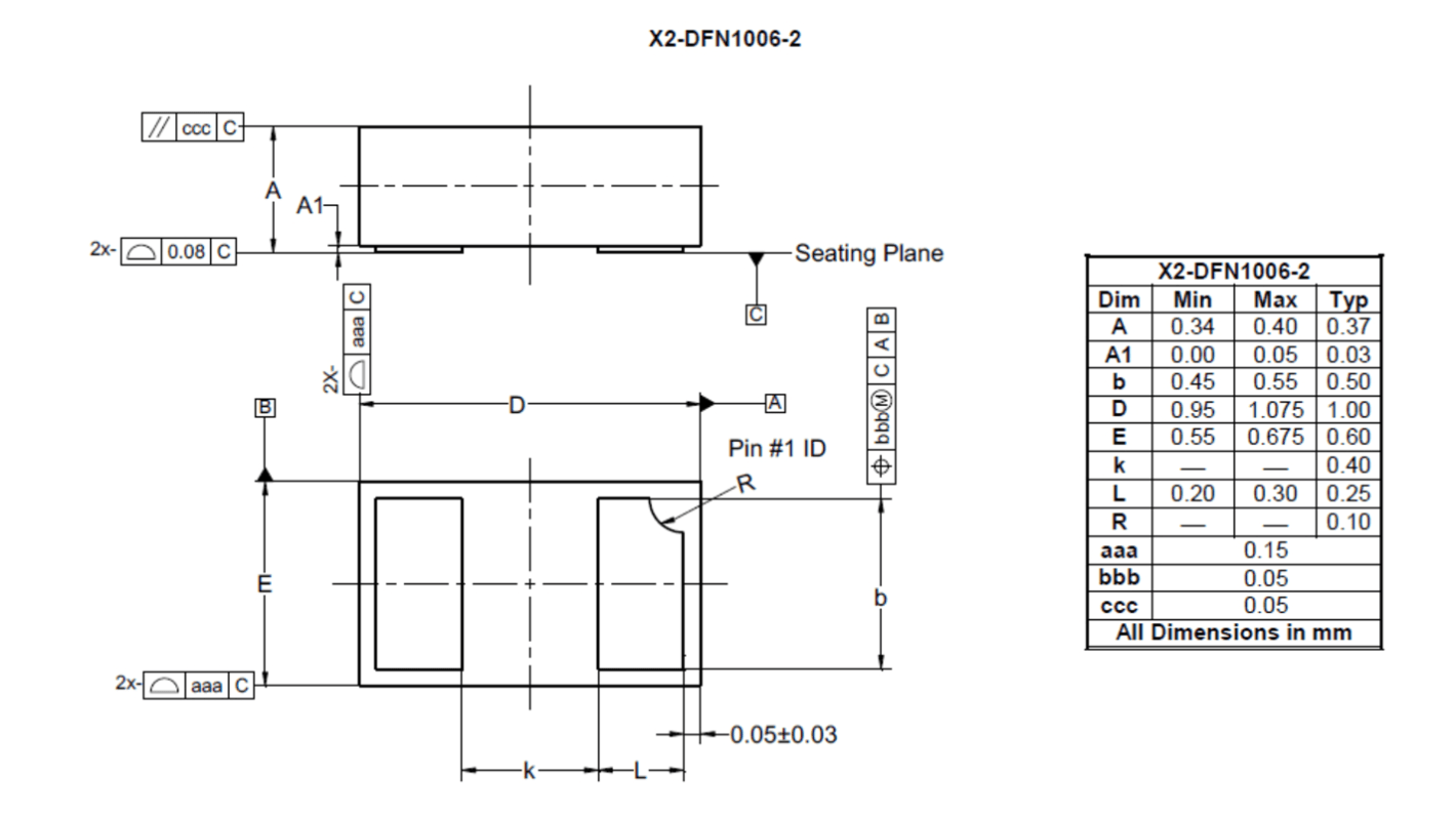 DiodesZetex TVS-Diode Bi-Directional 2.6V min. X2-DFN1006-2