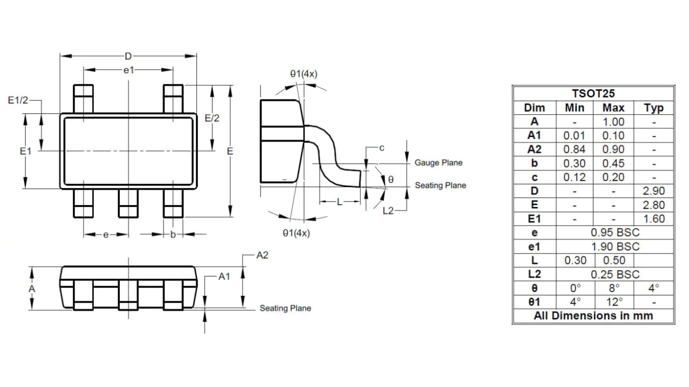 DiodesZetex MOSFET-Gate-Ansteuerung CMOS, TTL 1,9 A 4.5 → 18V 5-Pin TSOT25 15ns
