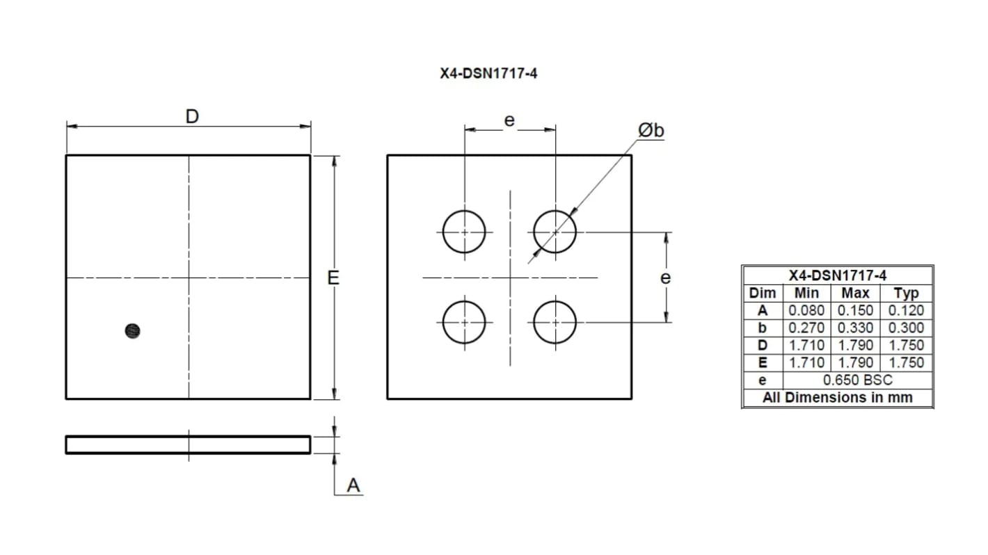 MOSFET DiodesZetex canal N, X4-DSN1717-4