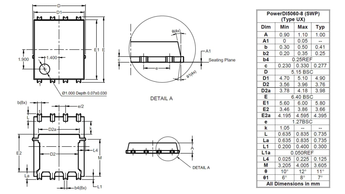 MOSFET DiodesZetex, canale P, 10,6 A, PowerDI5060-8