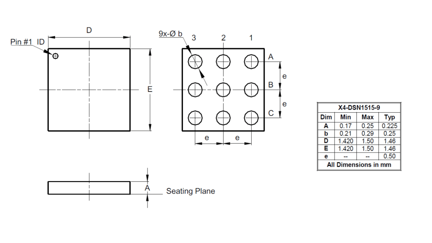 MOSFET DiodesZetex canal P, X4-DSN1515-9 3,5 A 115 V