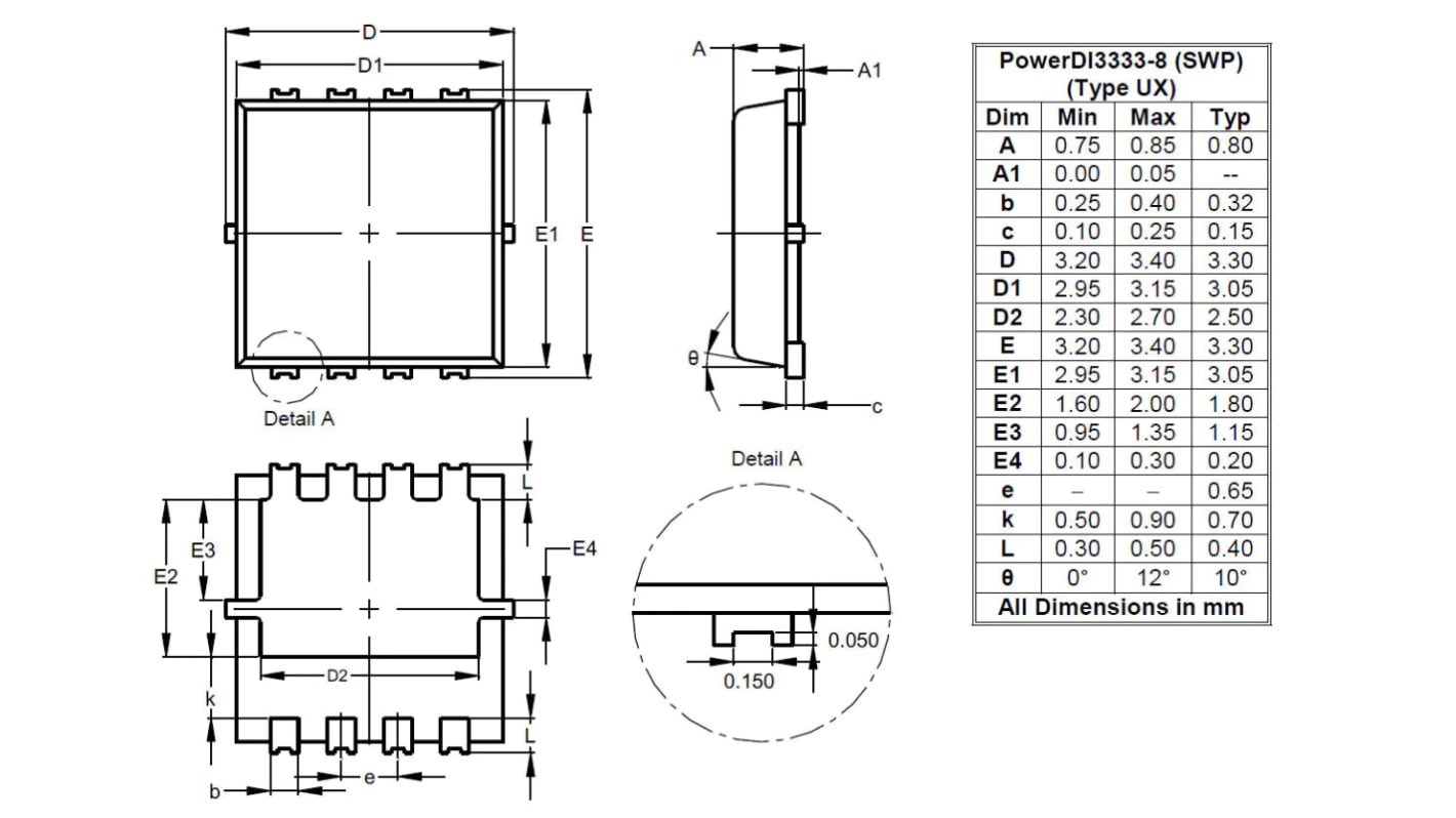 MOSFET DiodesZetex DMTH10H032LFVW-13, VDSS 100 V, ID 26 A, PowerDI3333-8