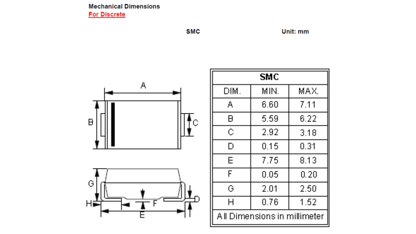 Diodes Inc 1000V Rectifier & Schottky Diode, DO214AB MURS4100C RS
