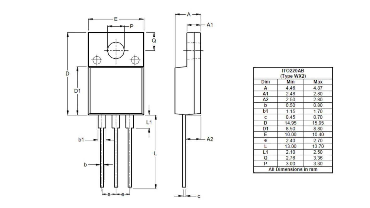 Diodes Inc 400V Rectifier & Schottky Diode, ITO220AB STPS1640 RS