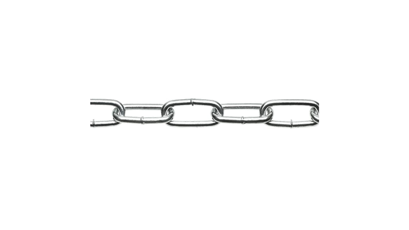 RS PRO Zinc Steel Chain Link, 10m Length