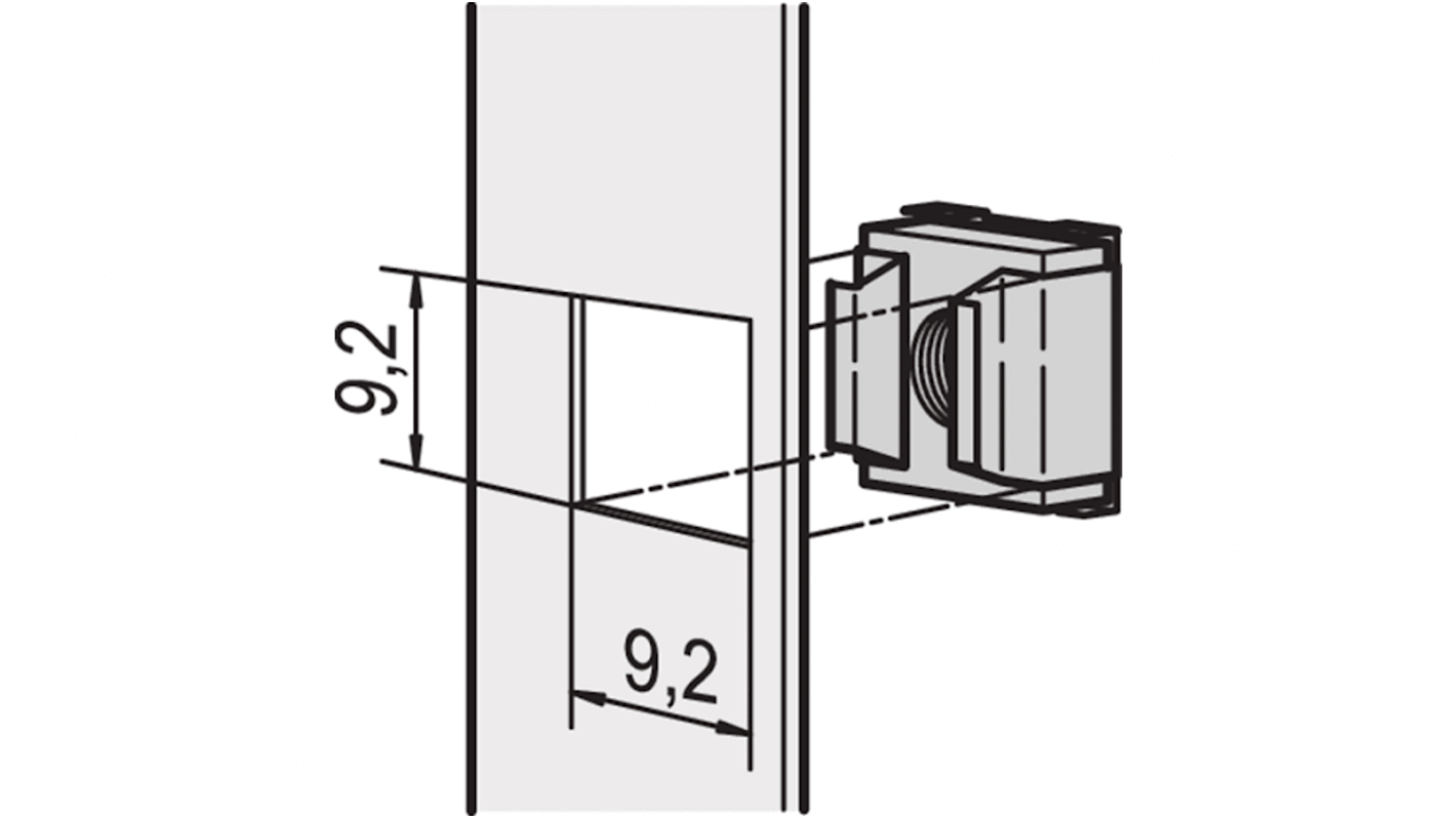 Dado a gabbia in Acciaio Zincato nVent SCHROFF, filettatura M5, foratura 9.2 x 9.2mm, per pannelli da 1.8 - 2.6mm