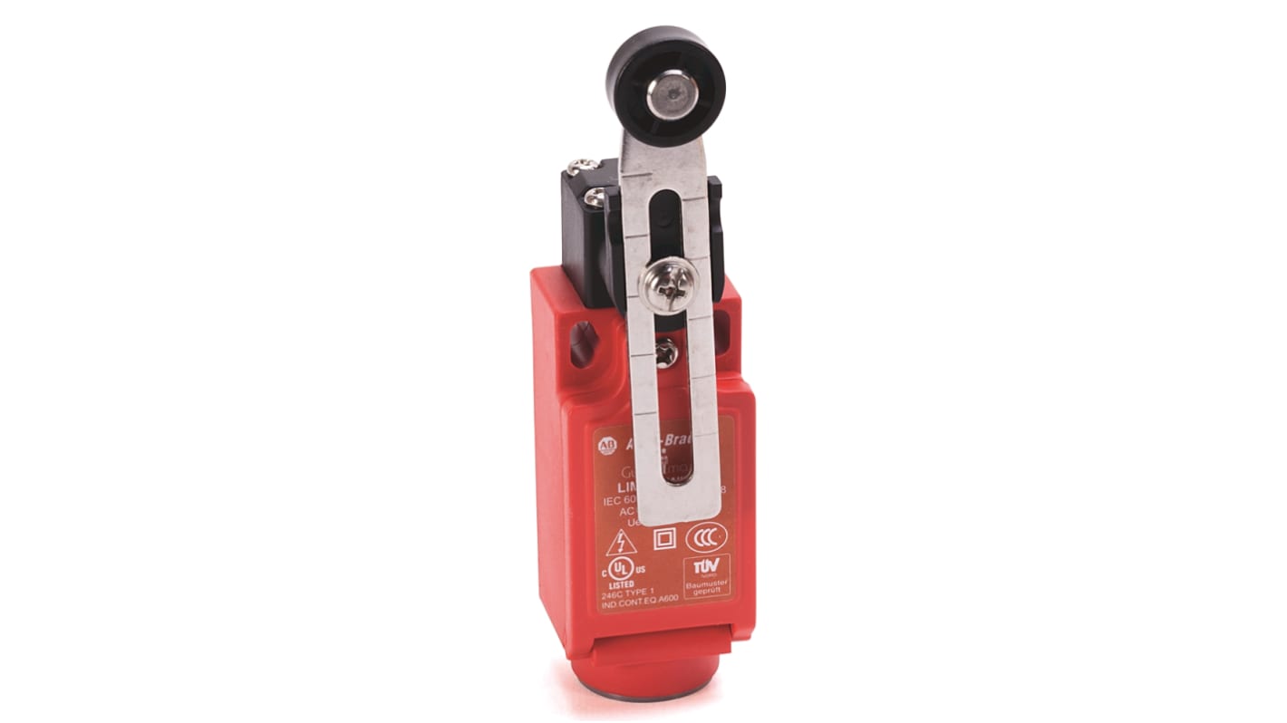 Interruptor de posición de seguridad con Palanca de rodillo ajustable Rockwell Automation, 1 NC / 1 NA, 600V, 6A, IP66