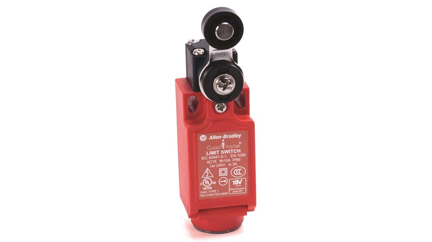 Interruptor de posición de seguridad con Palanca de rodillo corta Rockwell Automation, 2NC/1NA, 600V, 6A, IP66