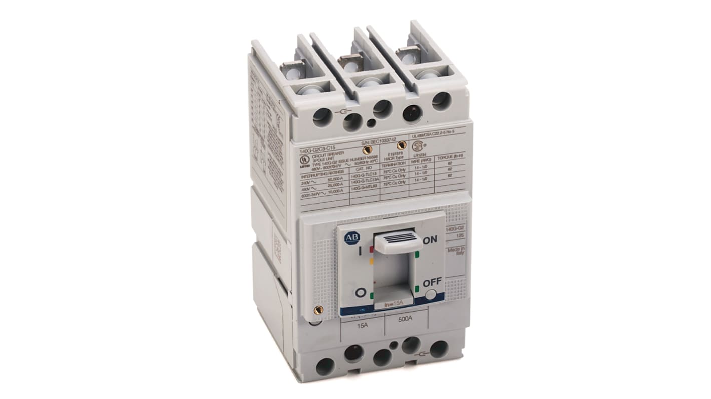 Disyuntores de caja moldeada MCCB Rockwell Automation, 3 Polos, 63A