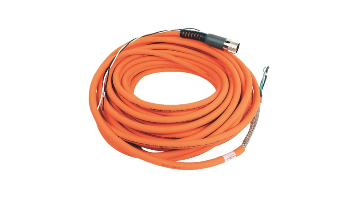 Rockwell Automation Power Cable, 25m, Orange Polyvinyl Chloride PVC Sheath, Power, 60 V