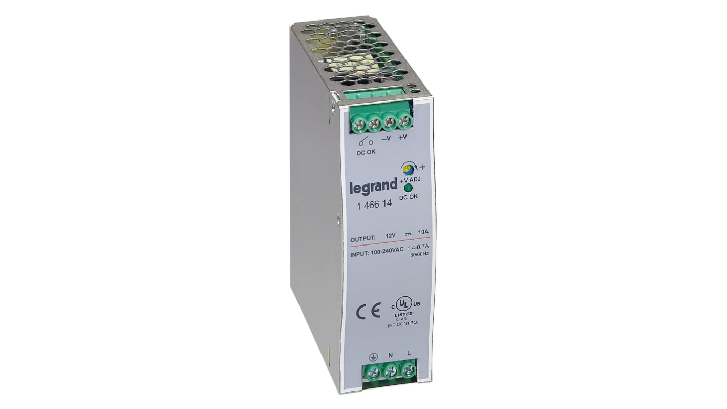 Alimentatore switching Legrand 146614, 120W, ingresso 100 → 240V ca, uscita 12V cc, 10A